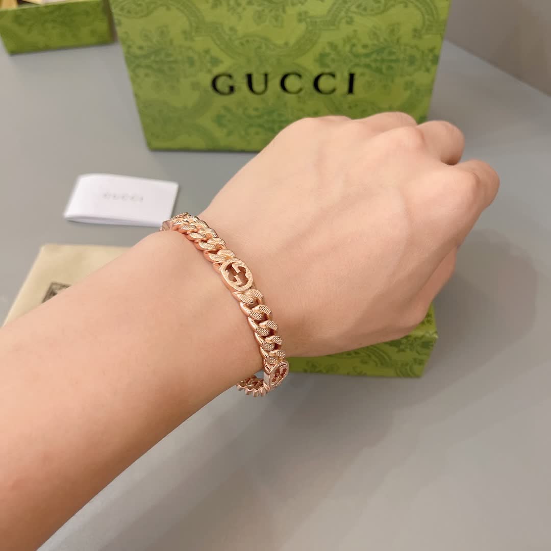 Gucci Rose Gold Tone Interlocking G Bracelet
