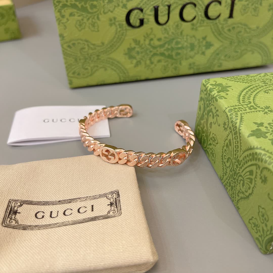 Gucci Rose Gold Tone Interlocking G Bracelet