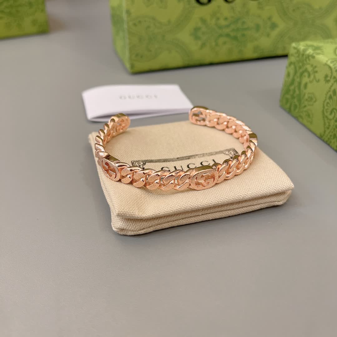 Gucci Rose Gold Tone Interlocking G Bracelet