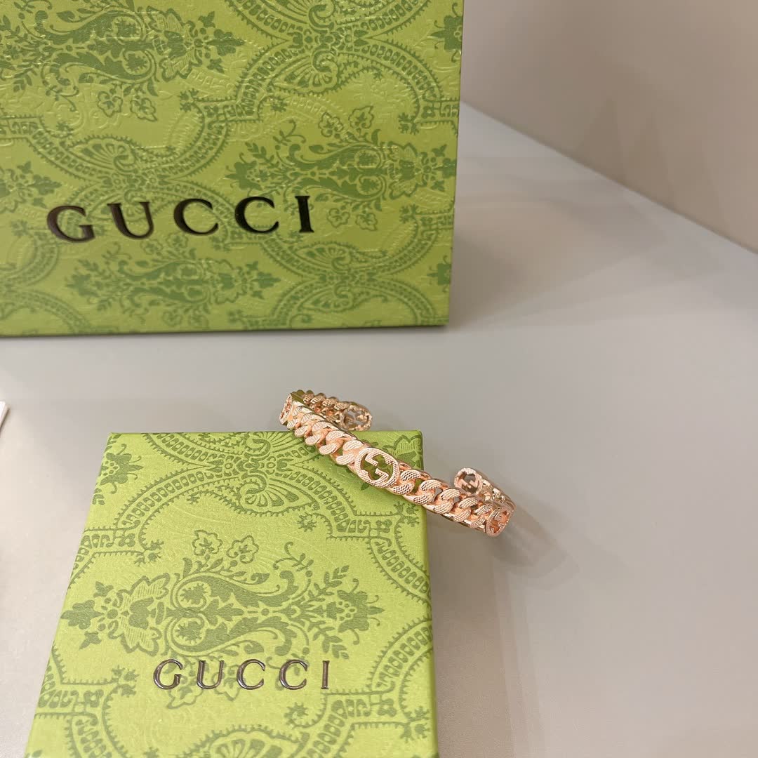 Gucci Rose Gold Tone Interlocking G Bracelet