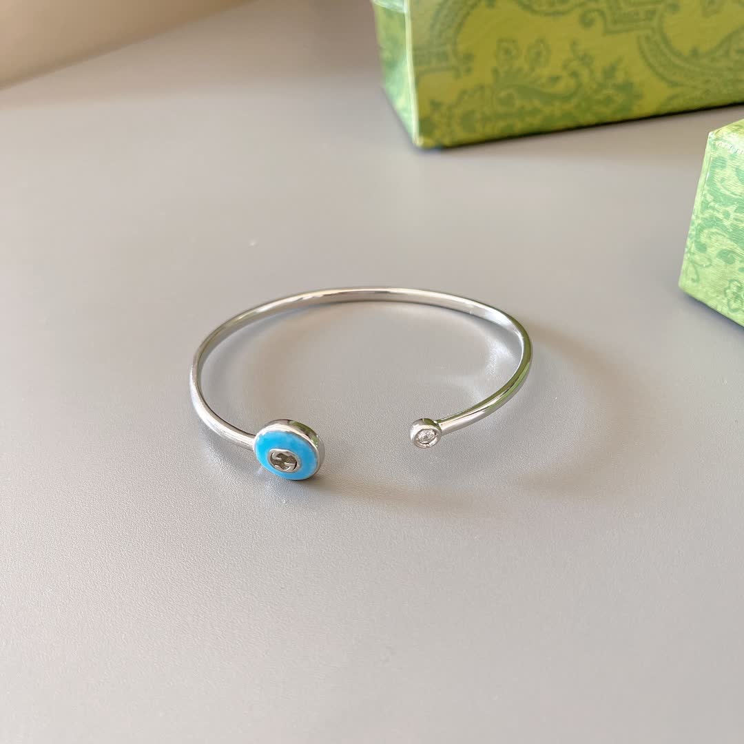Gucci Silver Blue Enamel Evil Eye Cuff Bracelet Gucci Silver Blue Enamel Evil Eye Cuff Bracelet