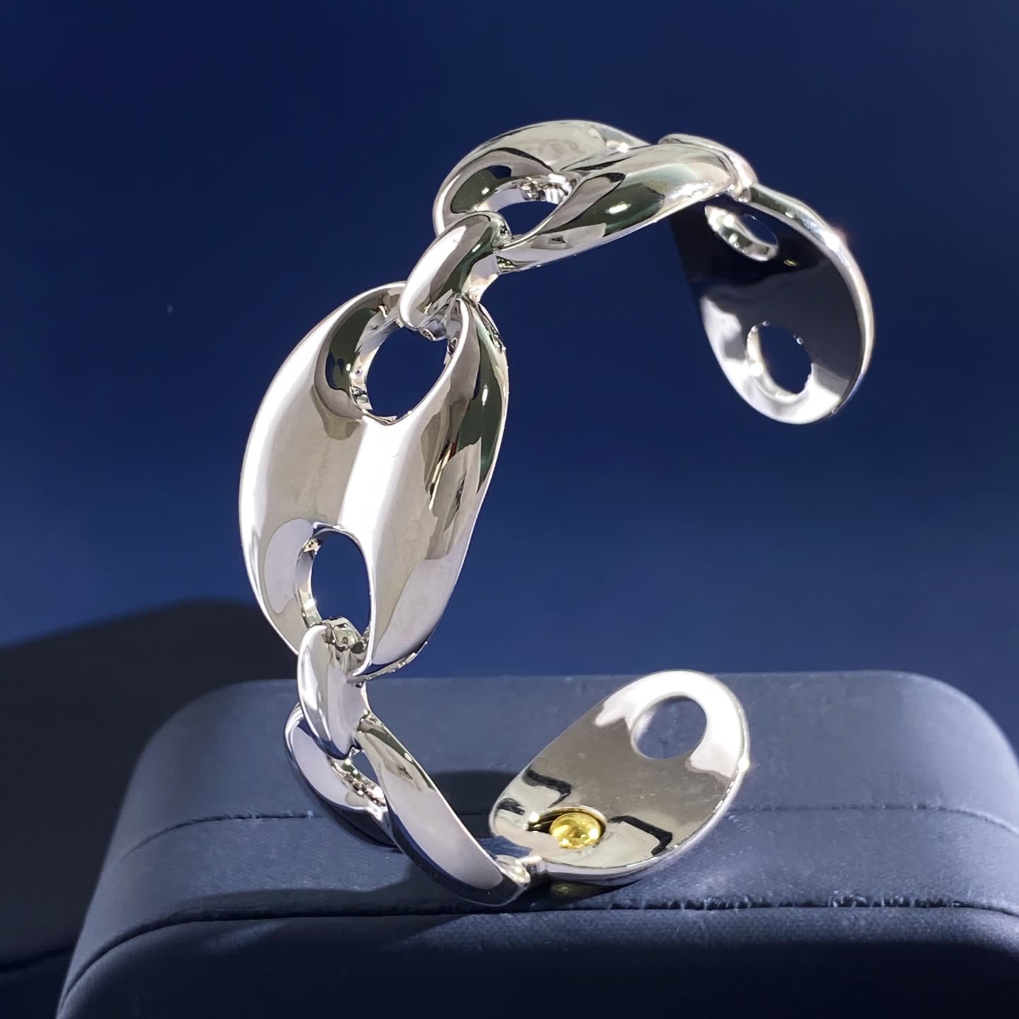 Gucci Elegant Gold and Silver Bracelets with Blue Stones