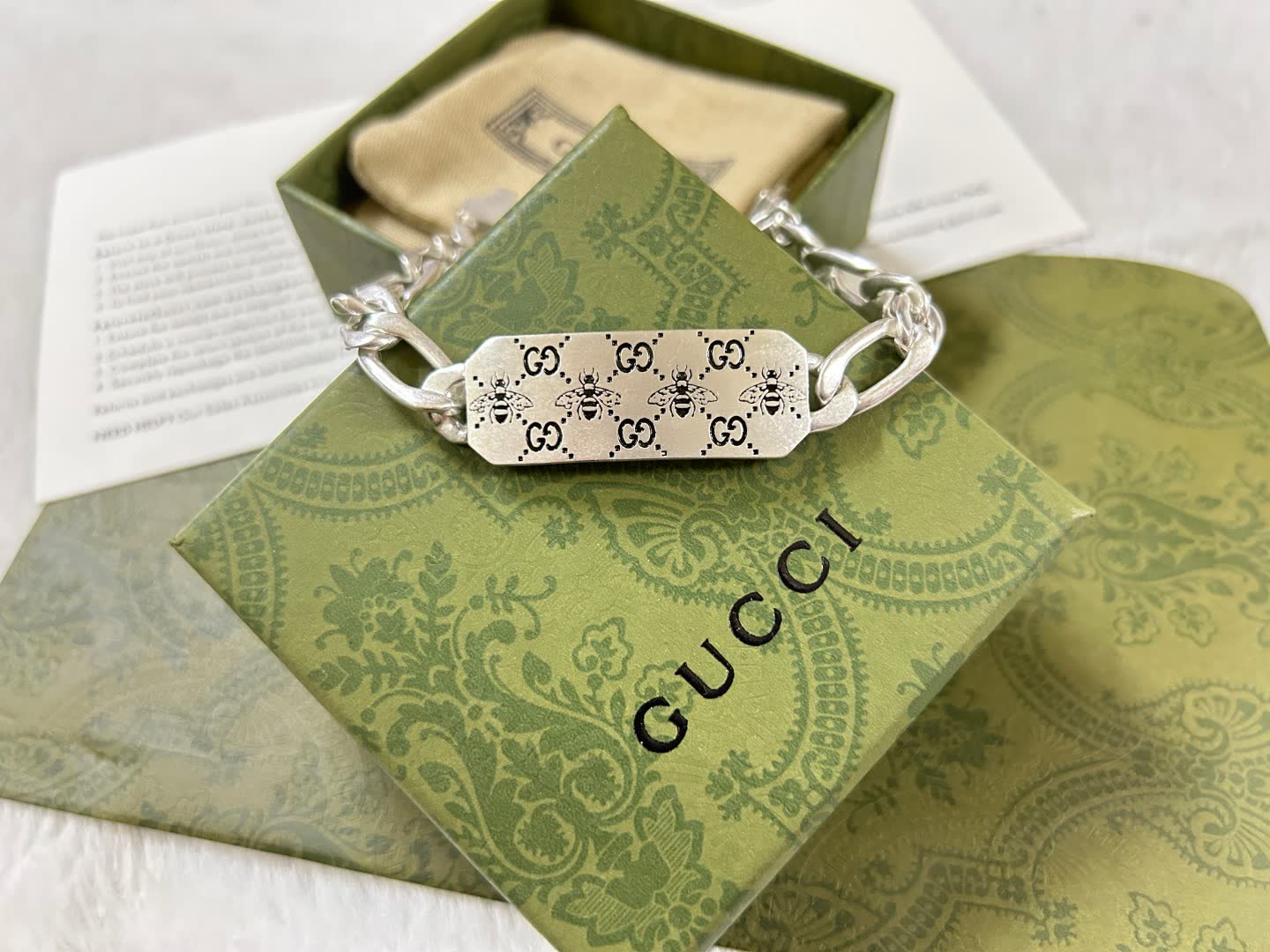 Gucci Silver Bracelet with Interlocking G Logo
