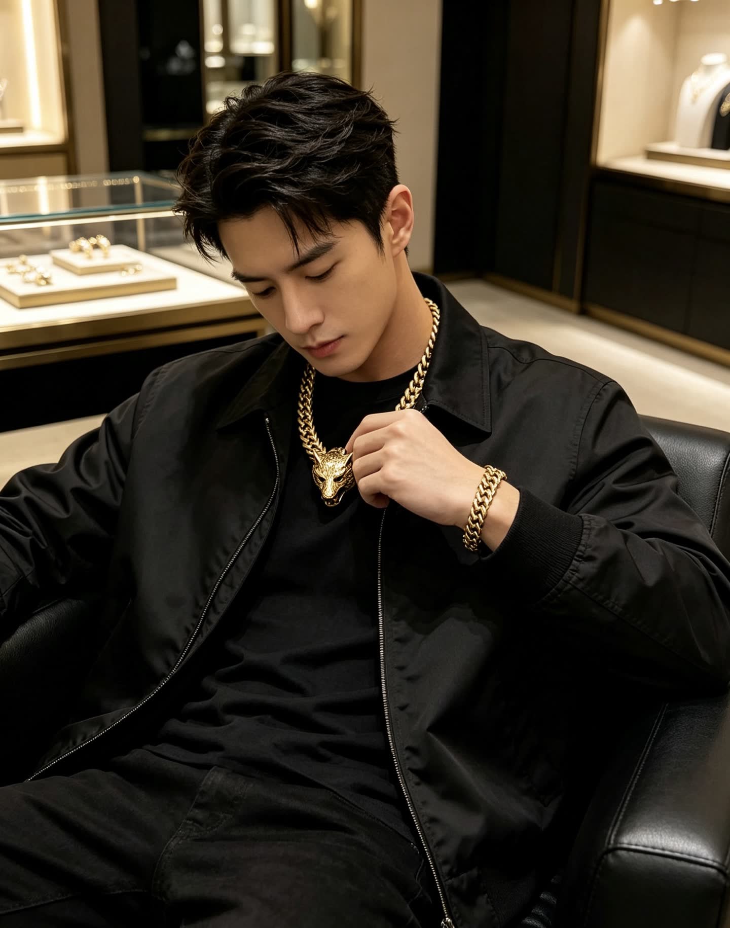 Gucci Gold Chain Bracelet with Panther Head