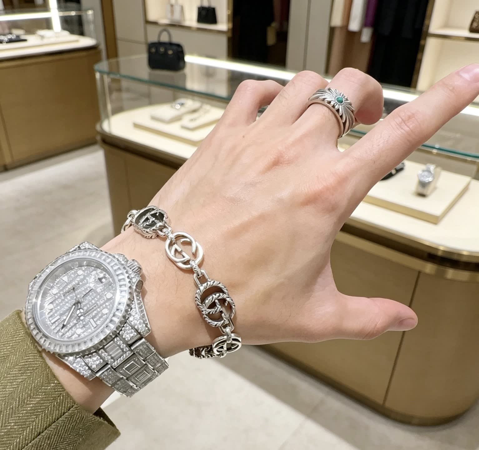 Gucci Silver Interlocking G Bracelet