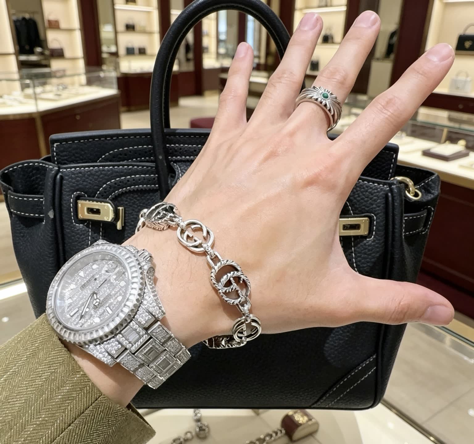 Gucci Silver Interlocking G Bracelet