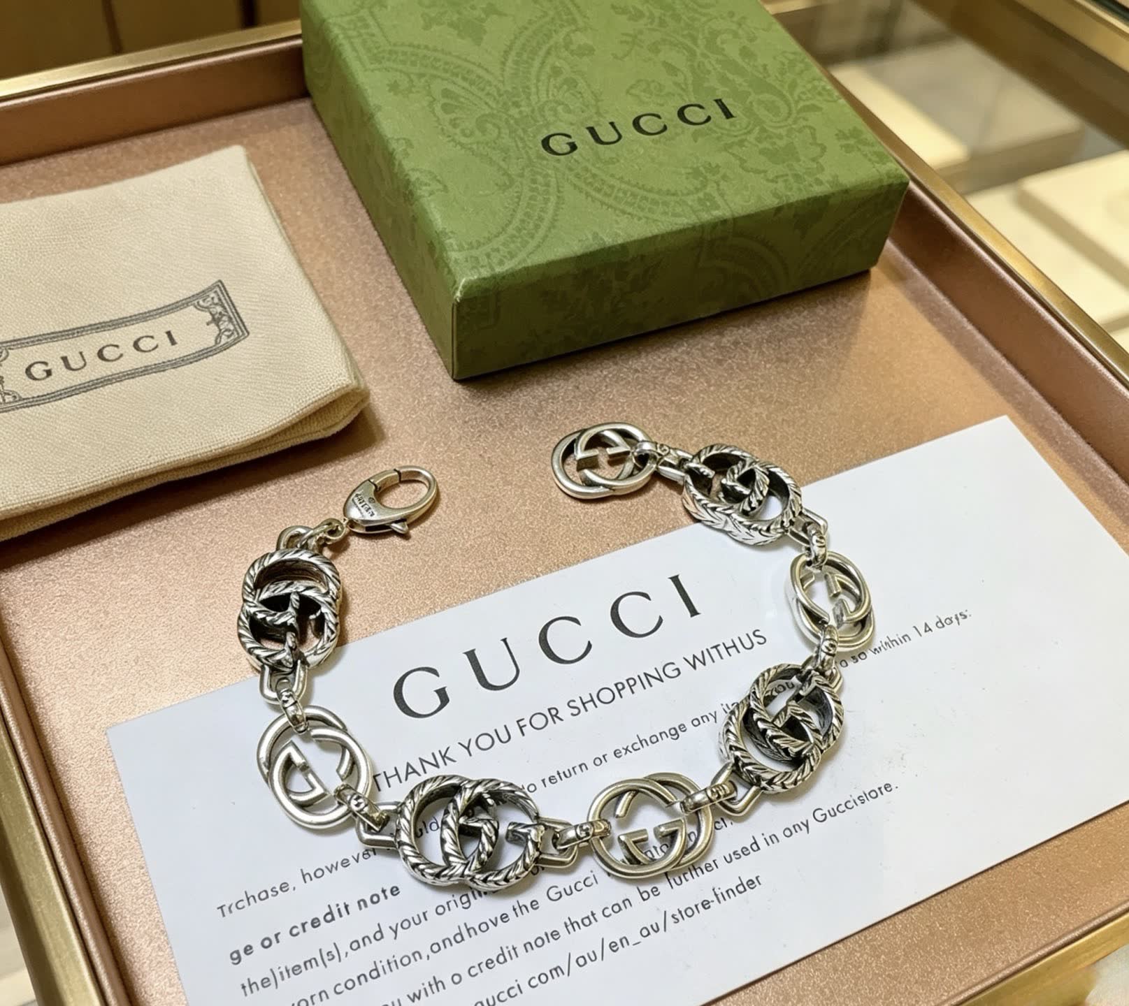 Gucci Silver Interlocking G Bracelet