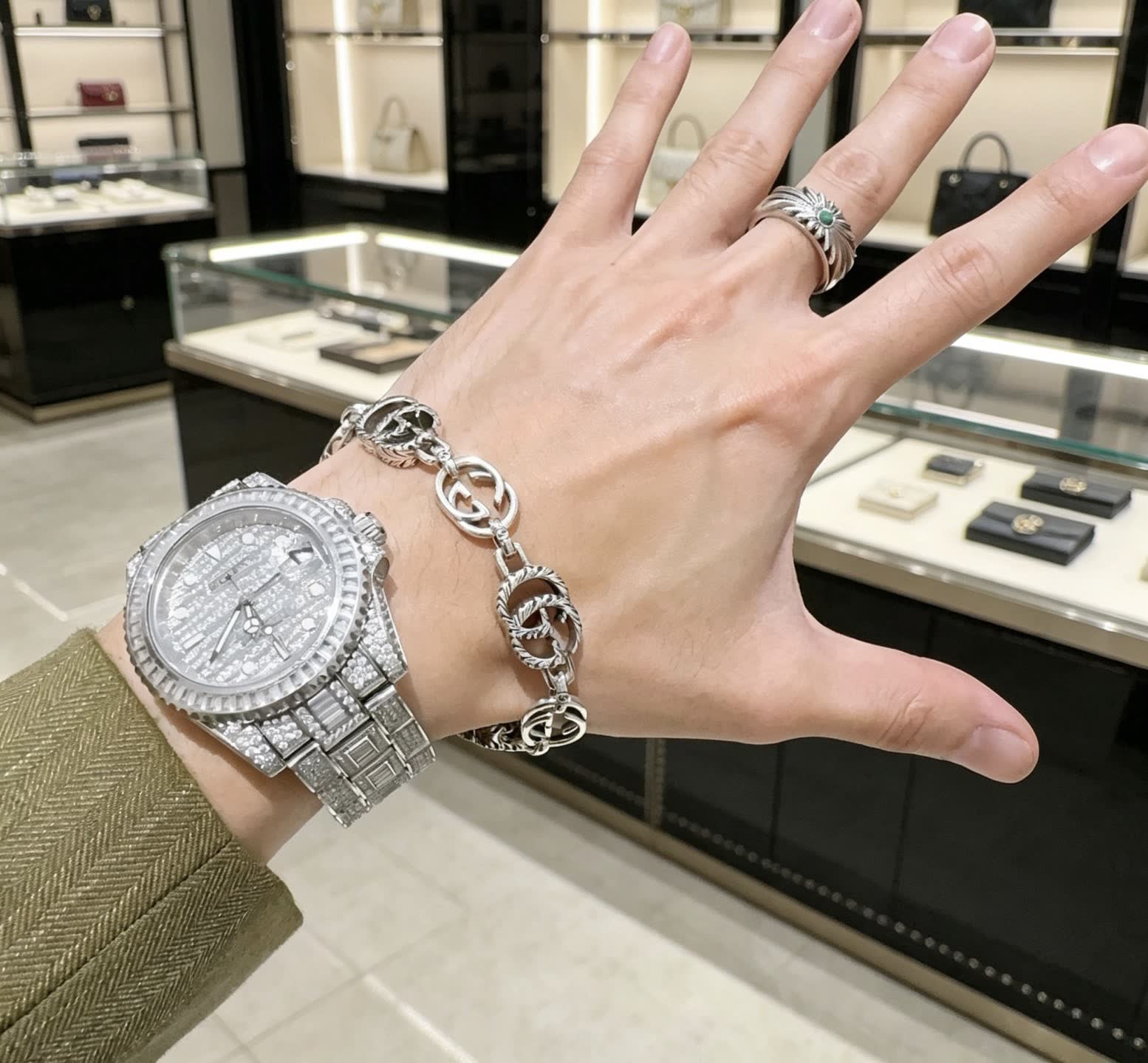 Gucci Silver Interlocking G Bracelet