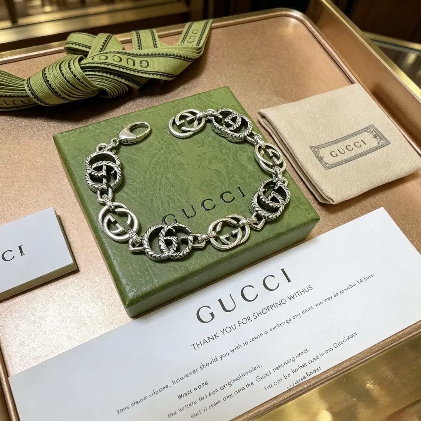 Gucci Silver Interlocking G Bracelet