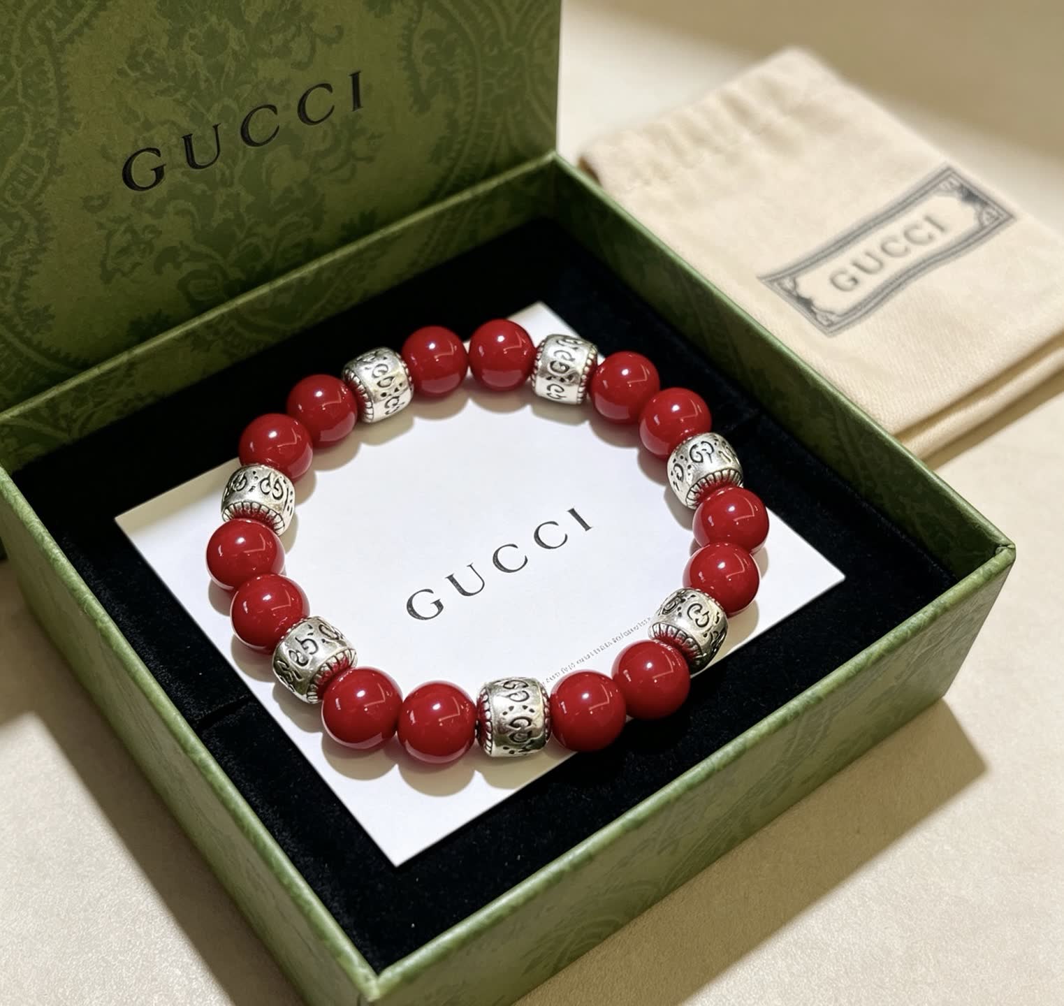 Gucci Red Beaded Bracelet