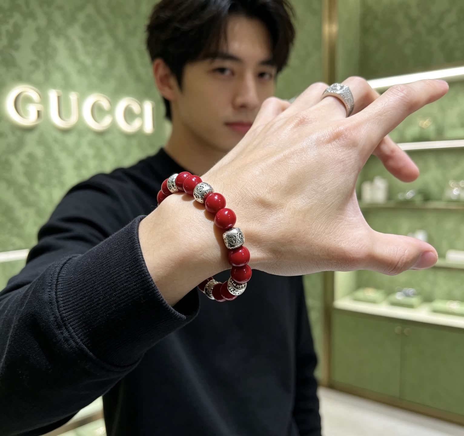 Gucci Red Beaded Bracelet
