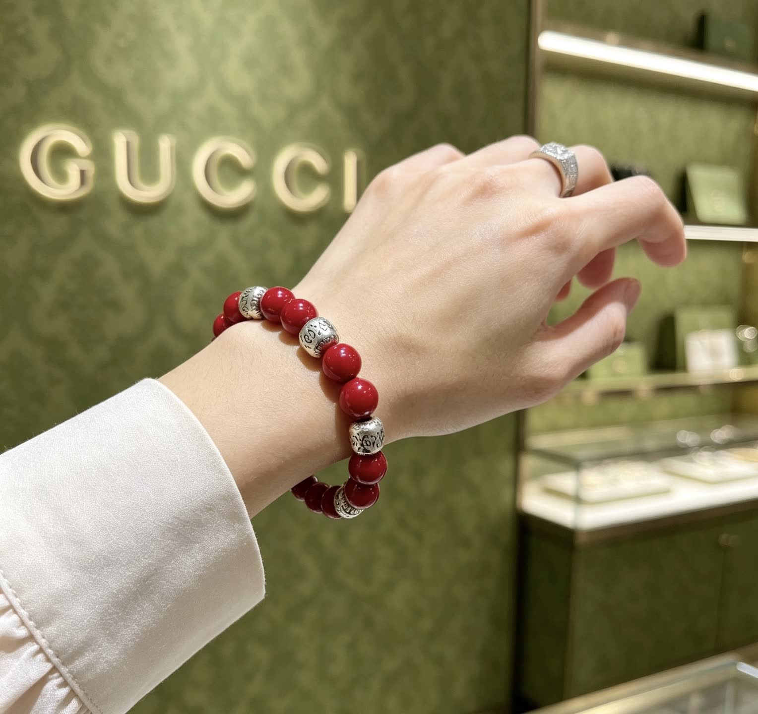 Gucci Red Beaded Bracelet