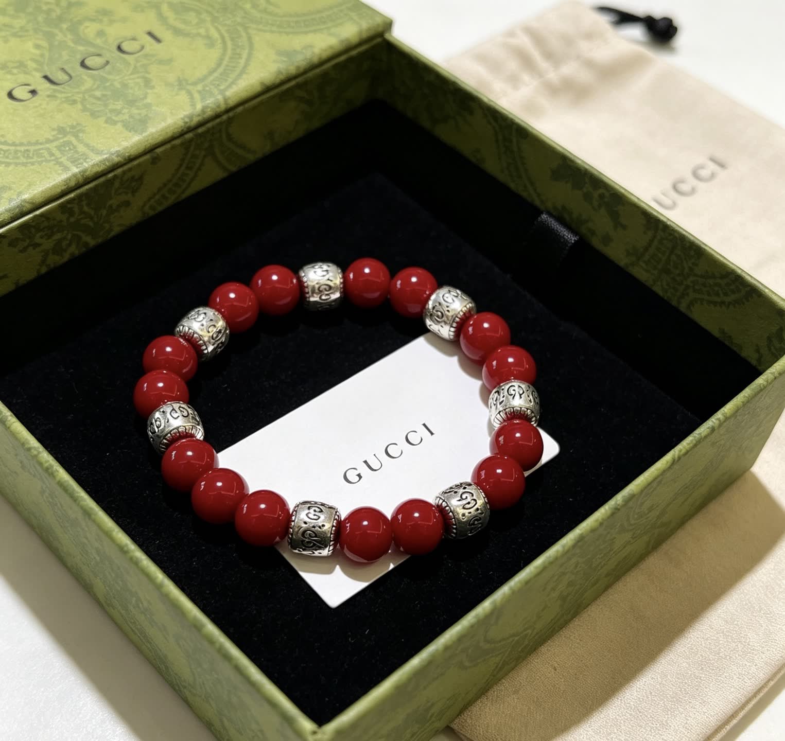 Gucci Red Beaded Bracelet
