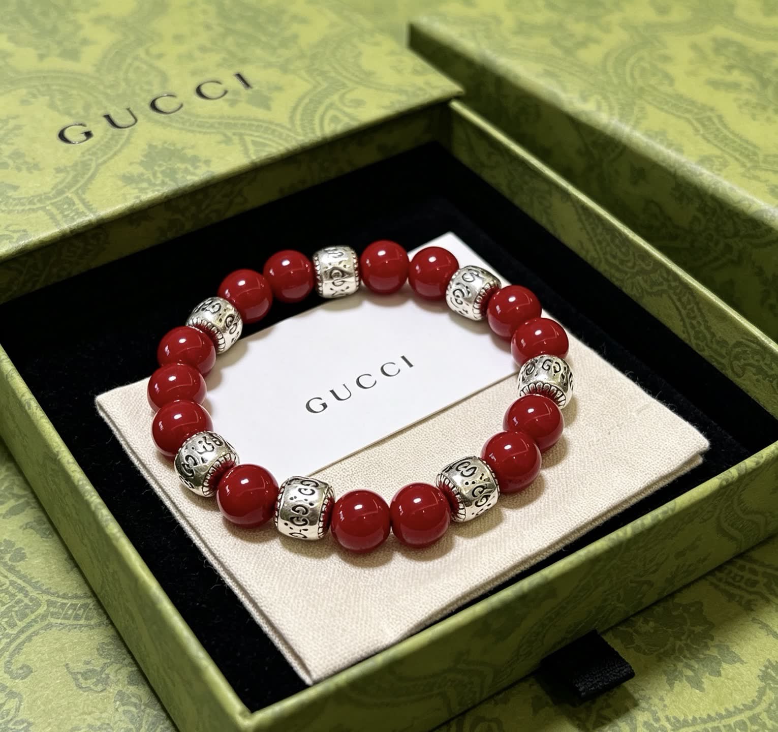 Gucci Red Beaded Bracelet