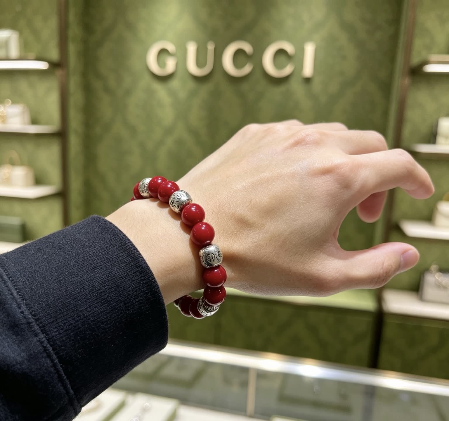 Gucci Red Beaded Bracelet
