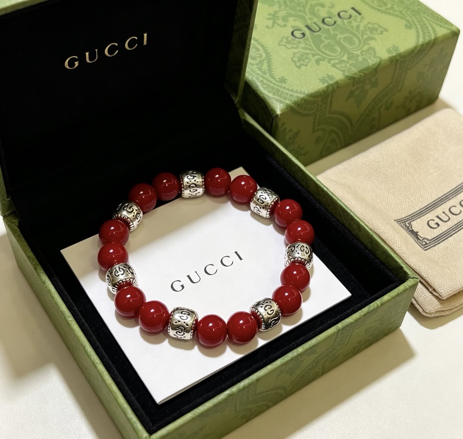 Gucci Red Beaded Bracelet