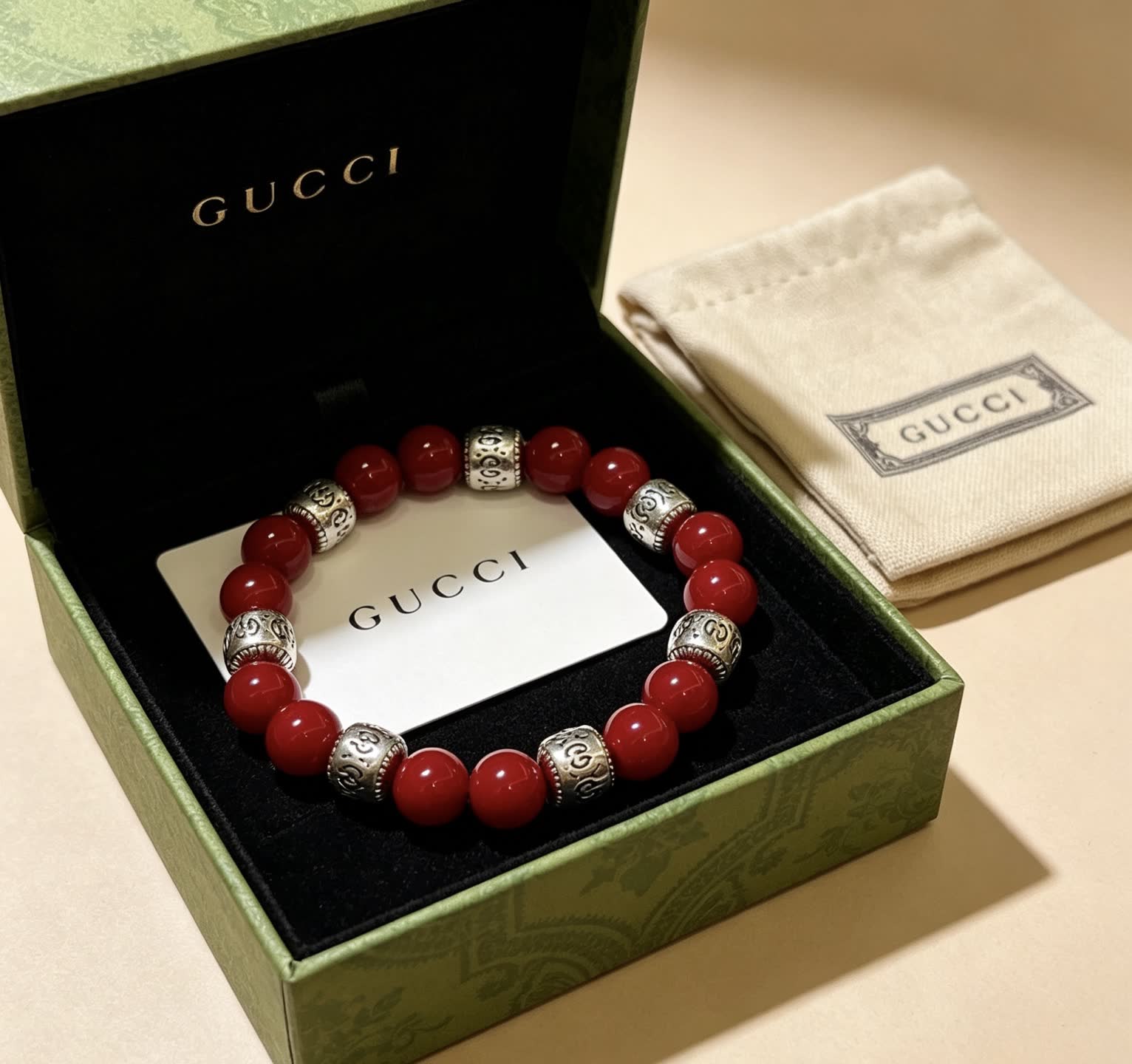 Gucci Red Beaded Bracelet