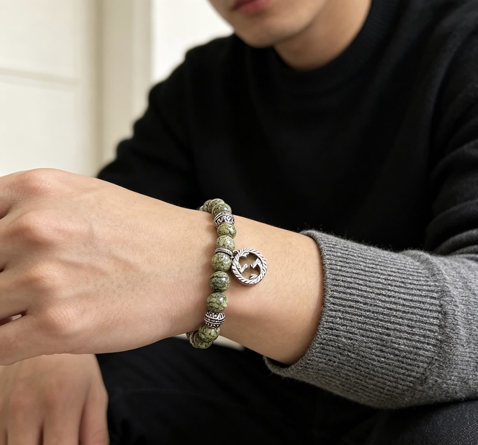 Gucci Beaded Bracelet with Interlocking G Charm