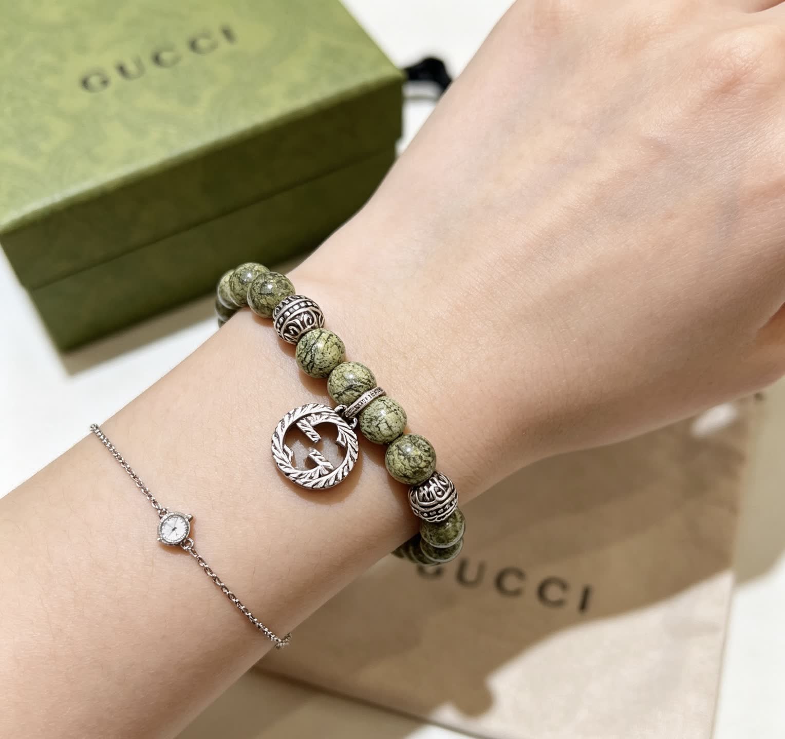 Gucci Beaded Bracelet with Interlocking G Charm