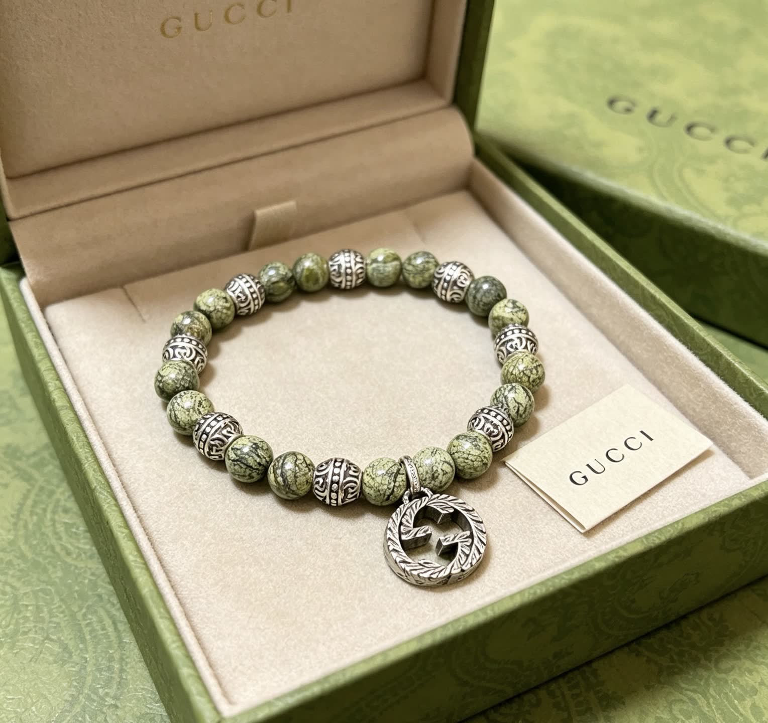 Gucci Beaded Bracelet with Interlocking G Charm