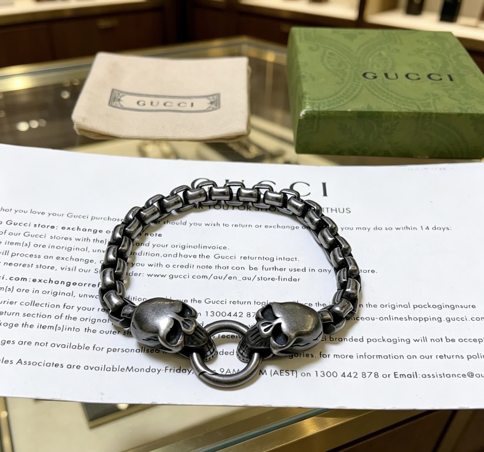 Gucci Silver Skull Bracelet
