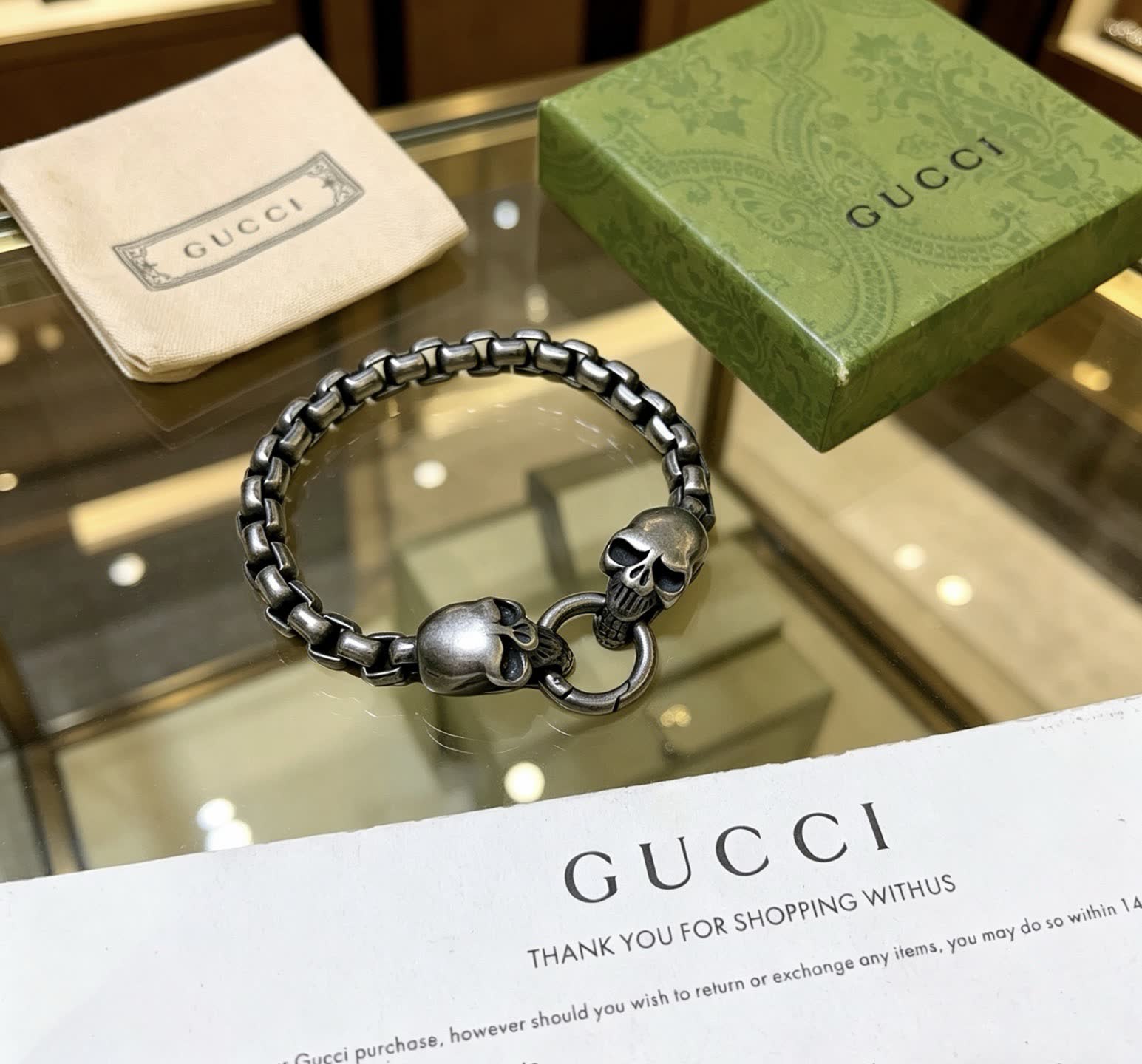 Gucci Silver Skull Bracelet