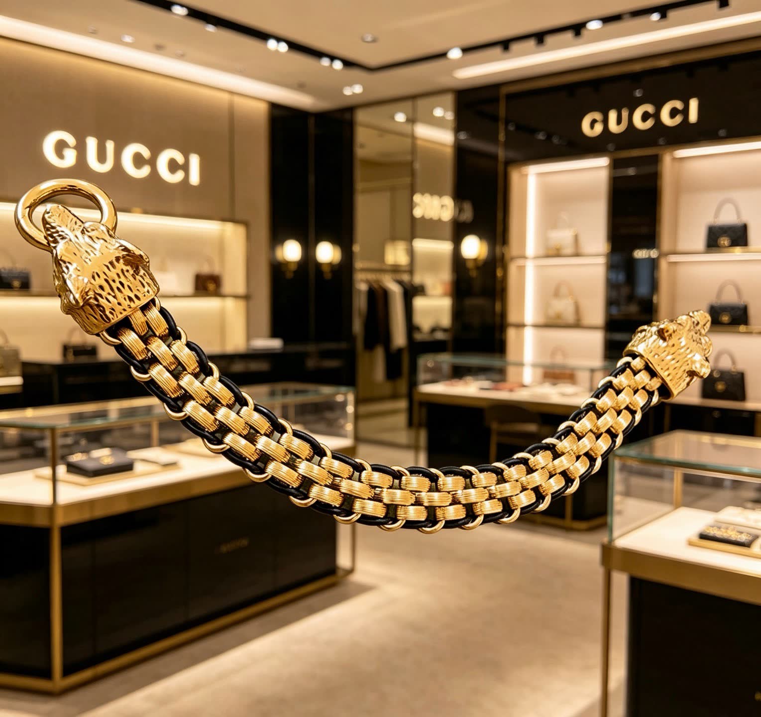 Gucci Gold and Black Chain Bracelet