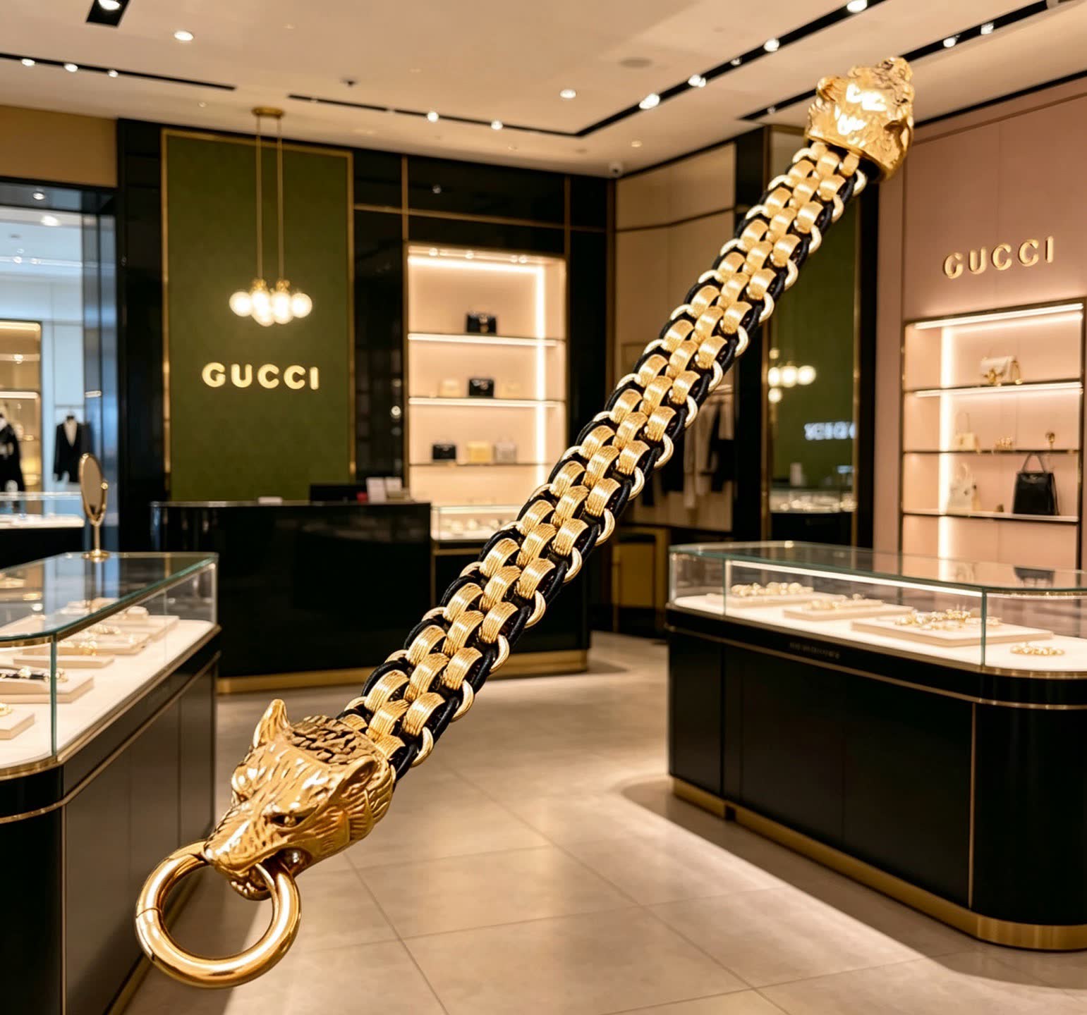 Gucci Gold and Black Chain Bracelet