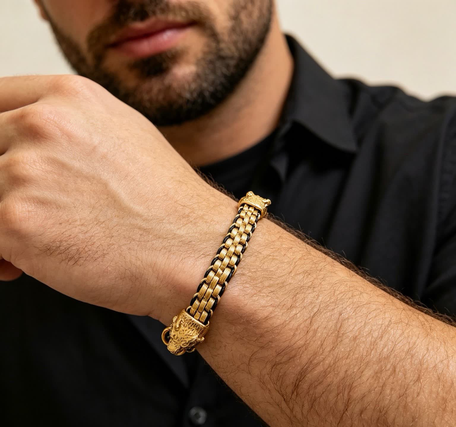 Gucci Gold and Black Chain Bracelet