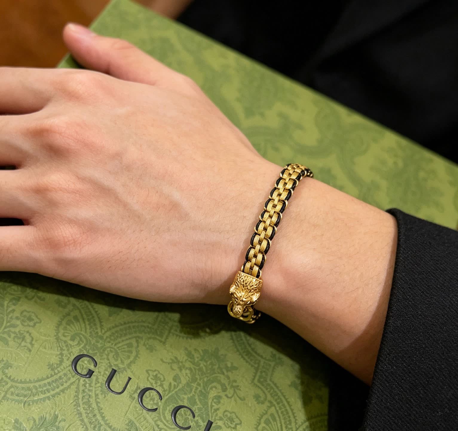 Gucci Gold and Black Chain Bracelet