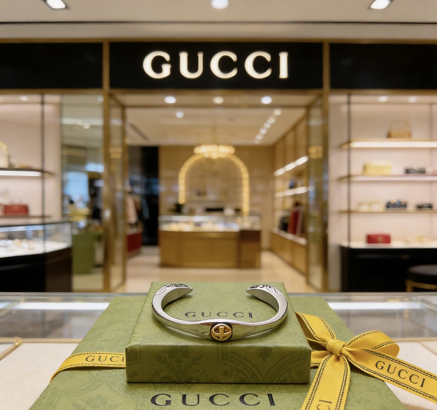 Gucci Silver Bracelet with Interlocking G Design Gucci Silver Bracelet with Interlocking G Design