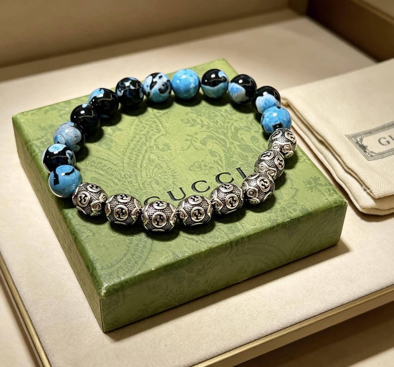 Gucci Blue Beaded Bracelet