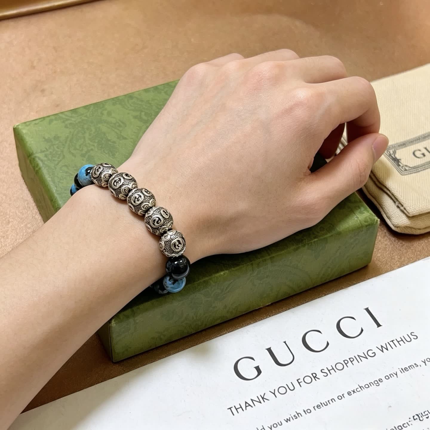 Gucci Blue Beaded Bracelet