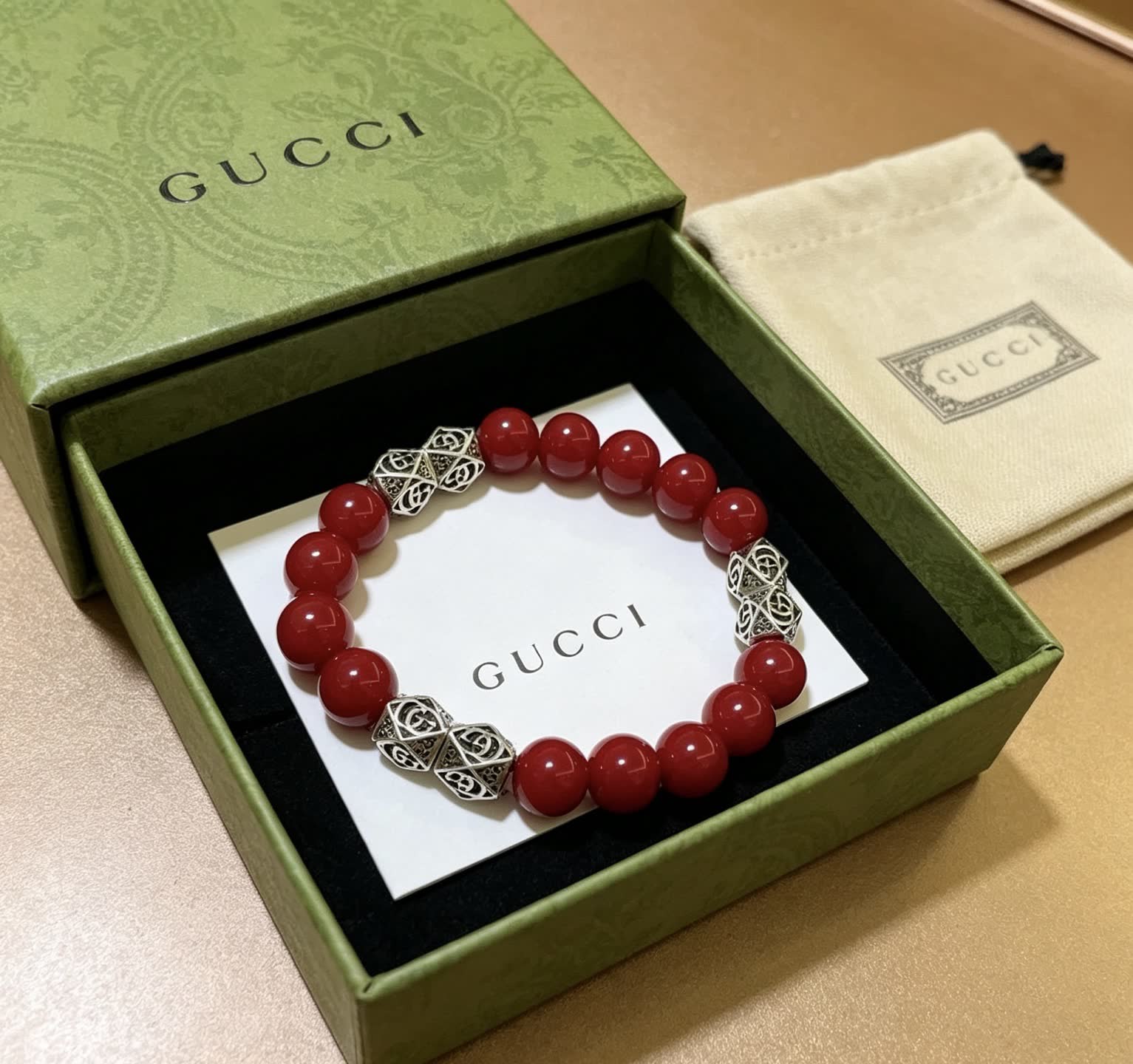 Gucci Red Beaded Bracelet Gucci Red Beaded Bracelet