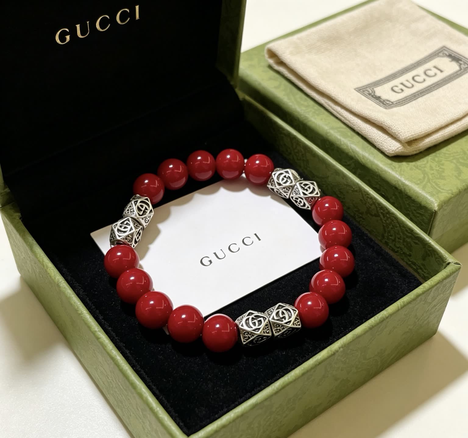 Gucci Red Beaded Bracelet