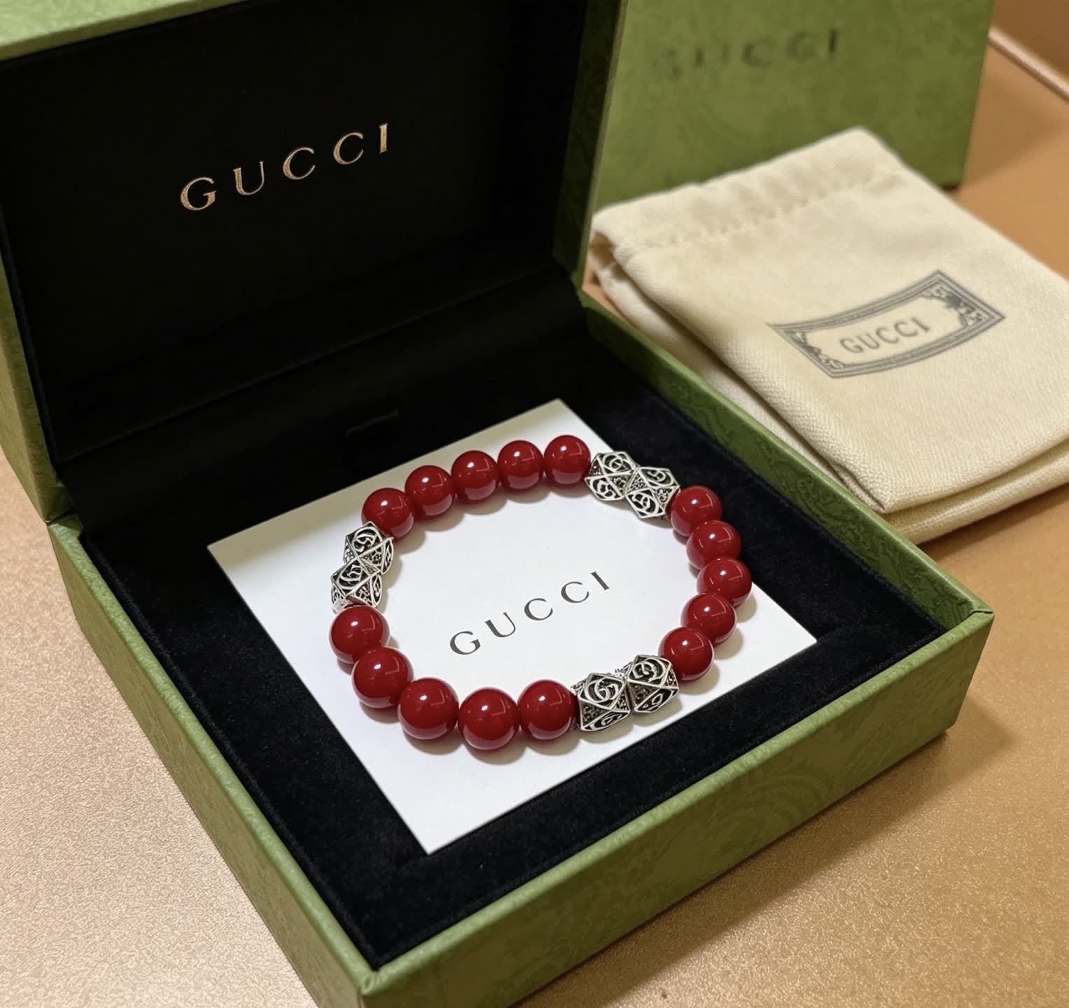 Gucci Red Beaded Bracelet