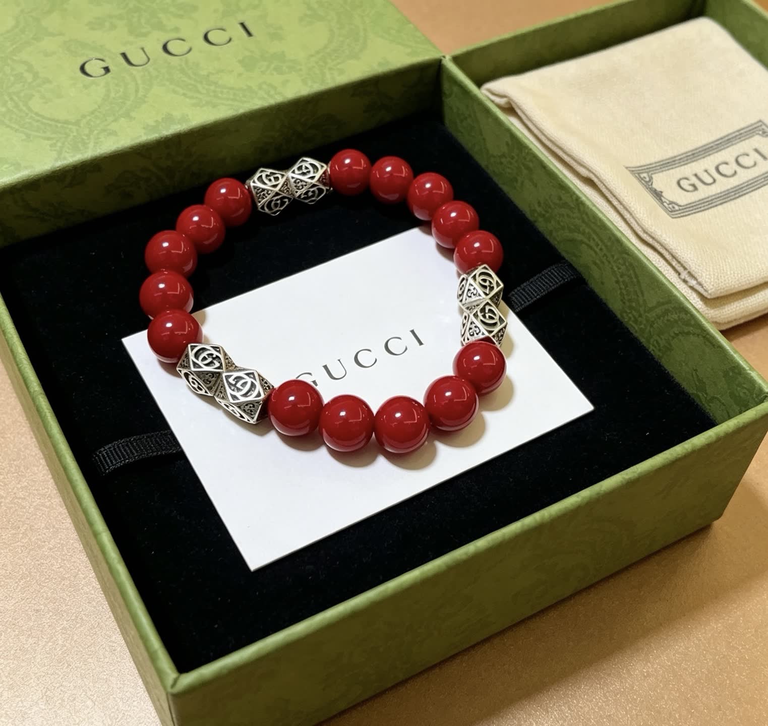 Gucci Red Beaded Bracelet