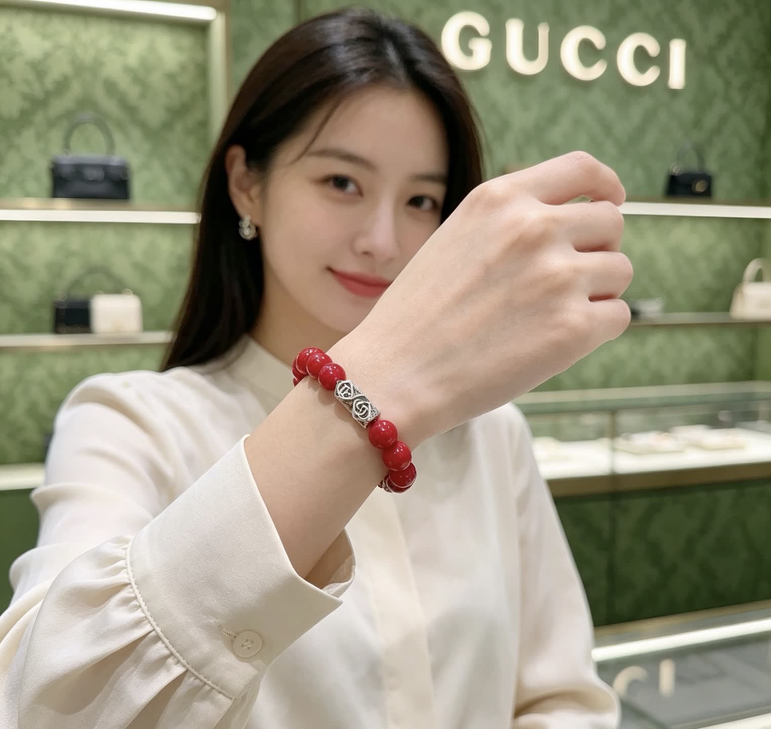 Gucci Red Beaded Bracelet