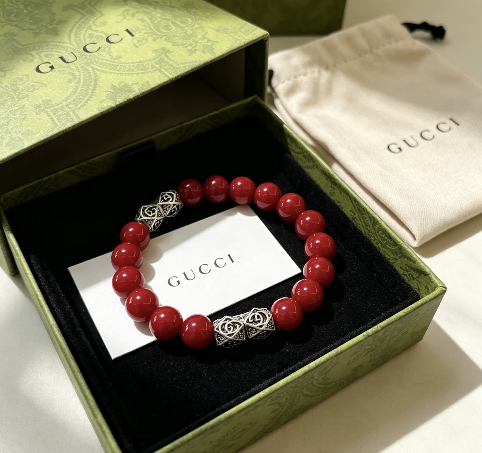 Gucci Red Beaded Bracelet