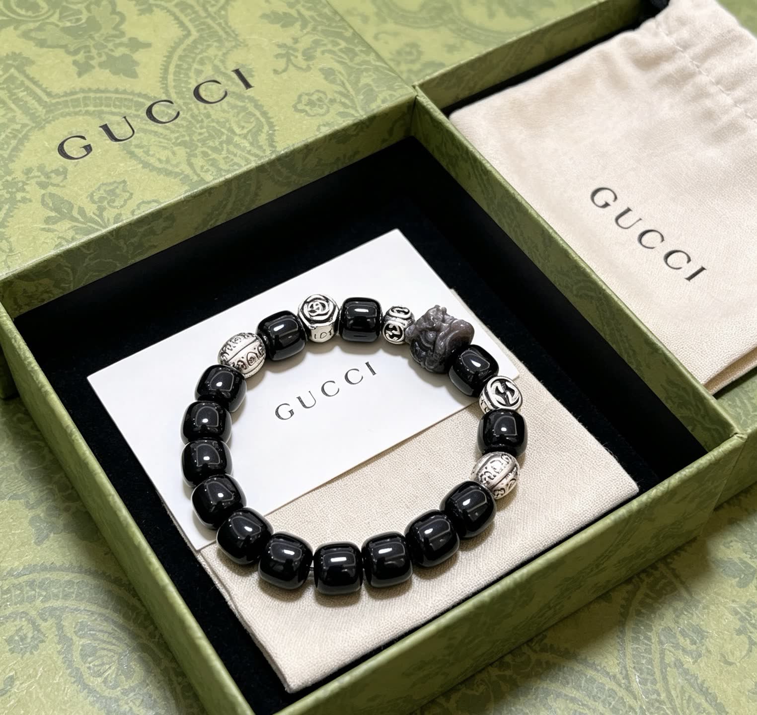 Gucci Black Beaded Bracelet