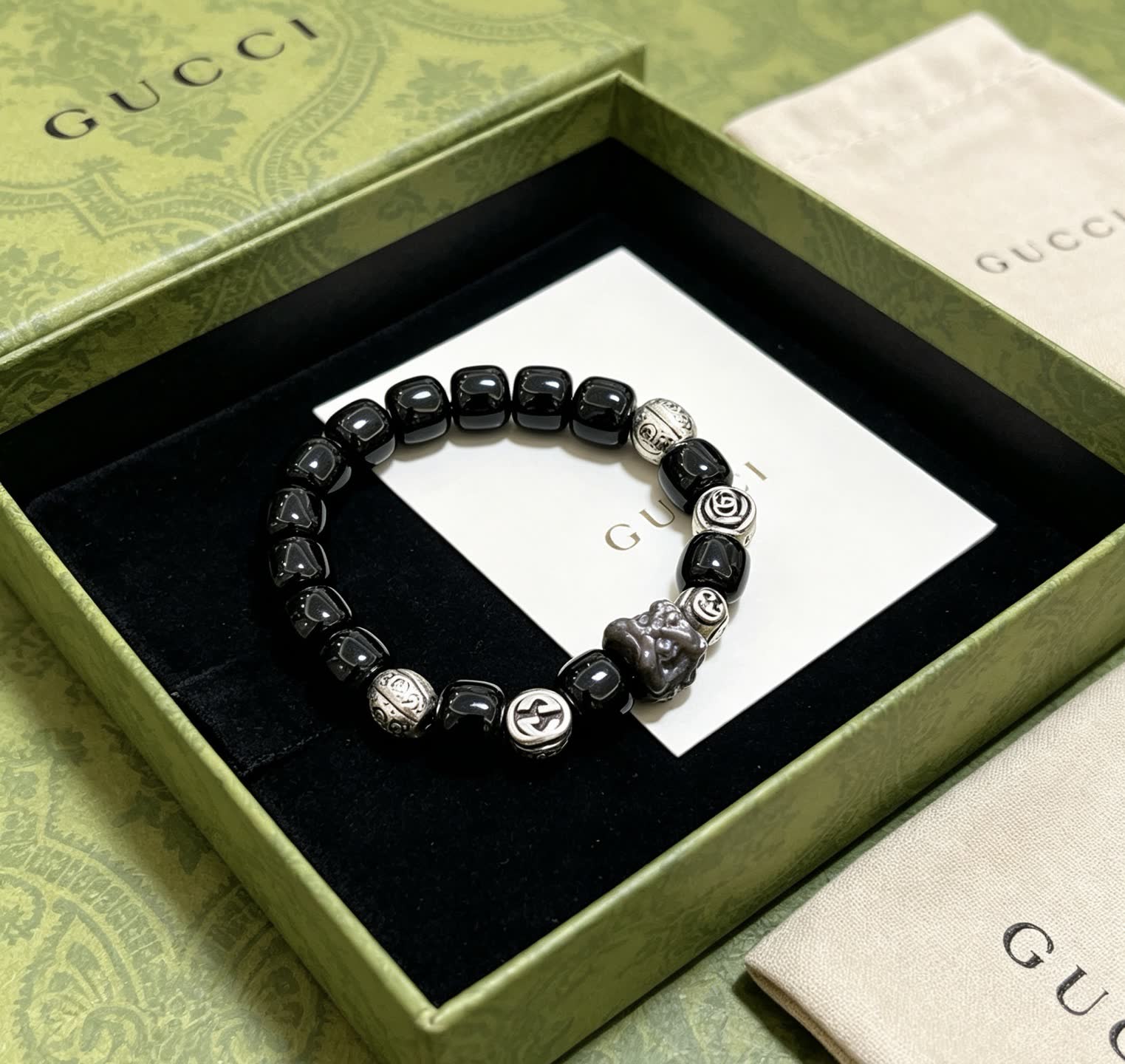 Gucci Black Beaded Bracelet