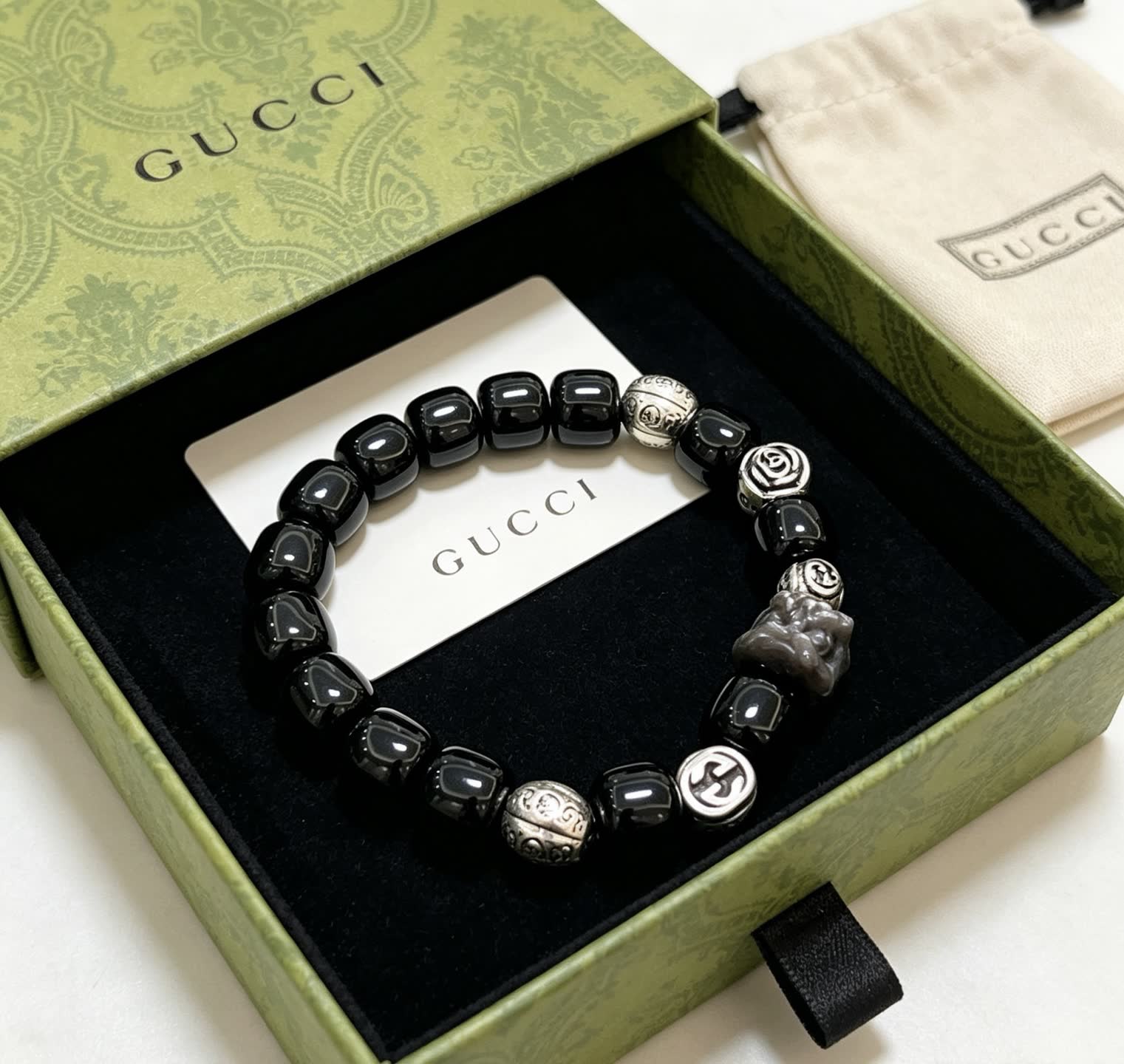 Gucci Black Beaded Bracelet