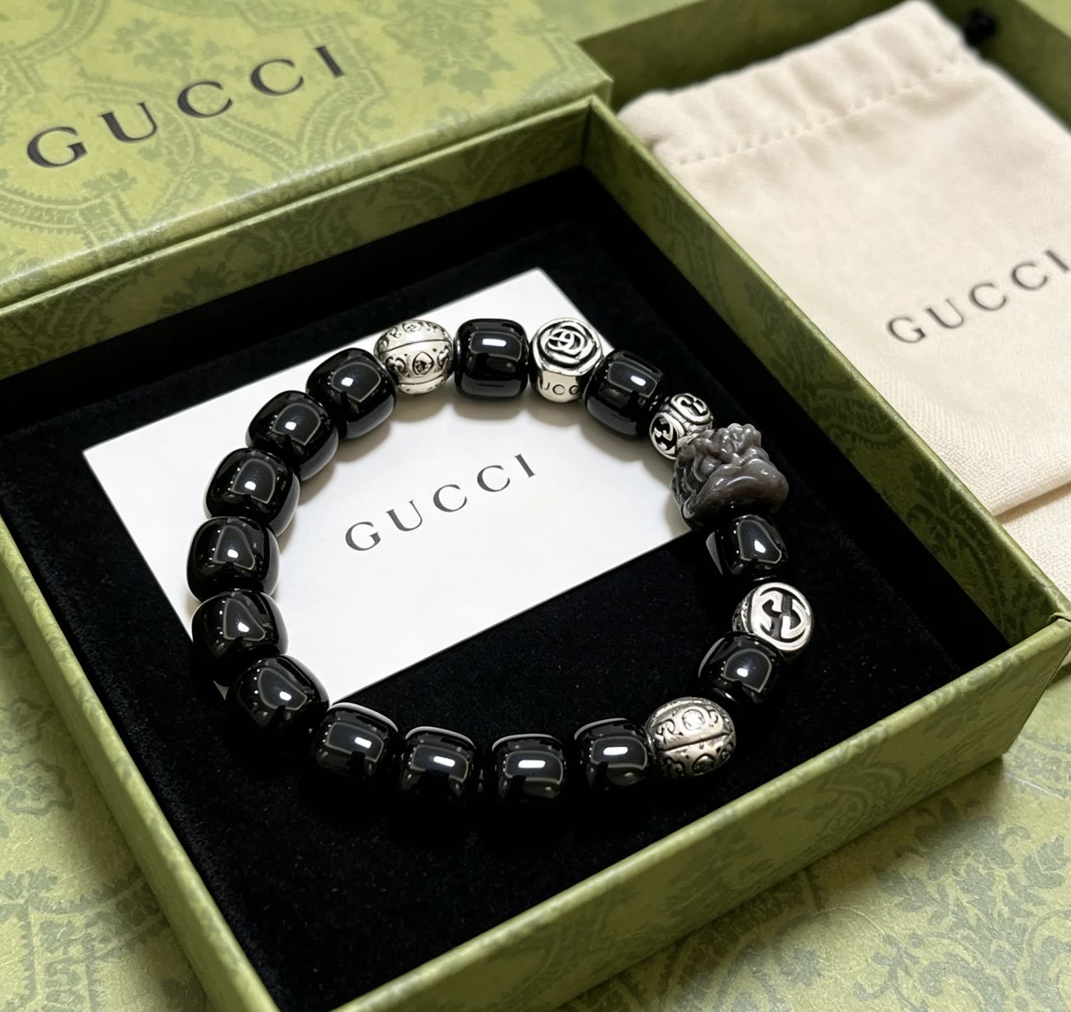 Gucci Black Beaded Bracelet