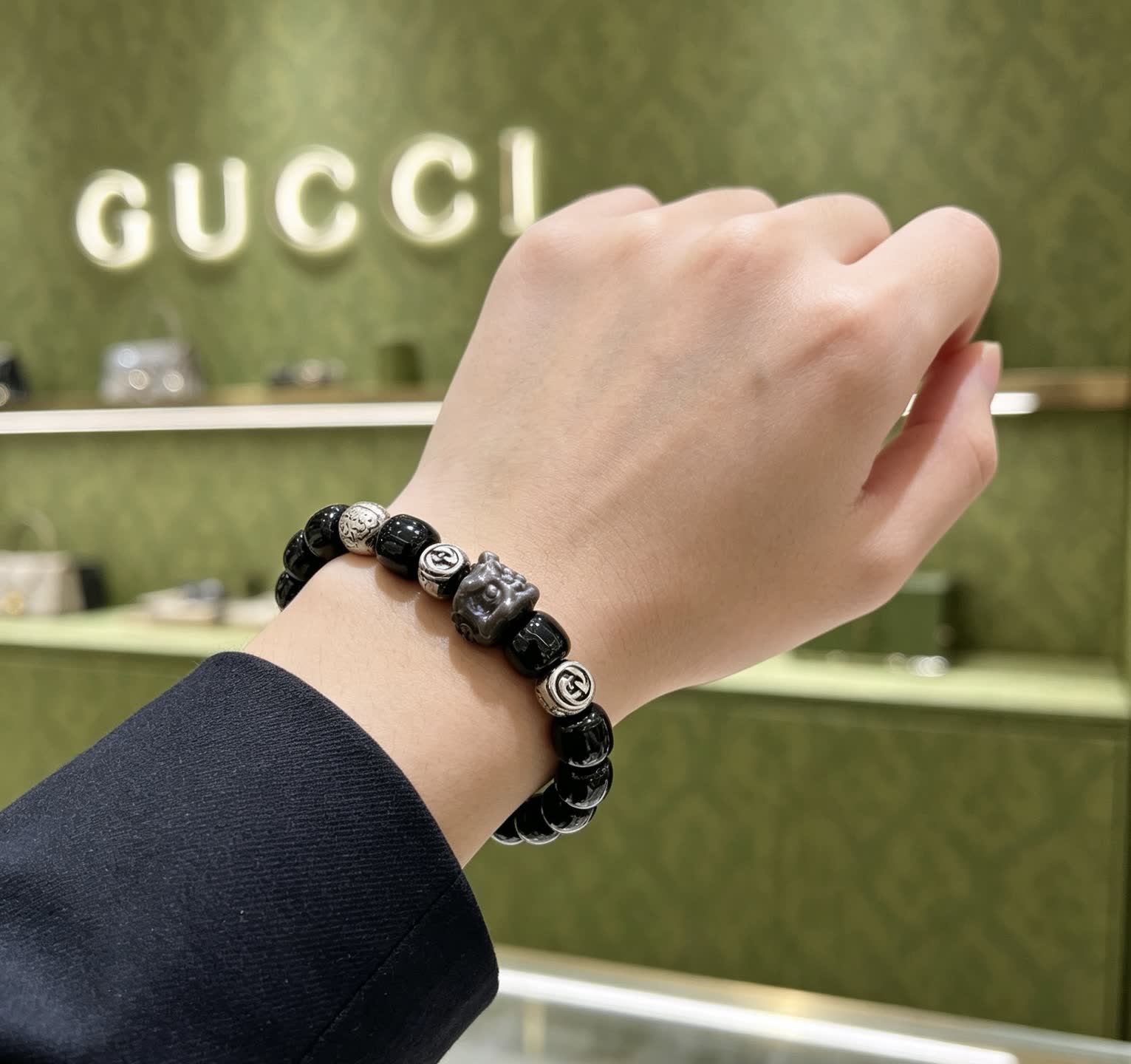 Gucci Black Beaded Bracelet