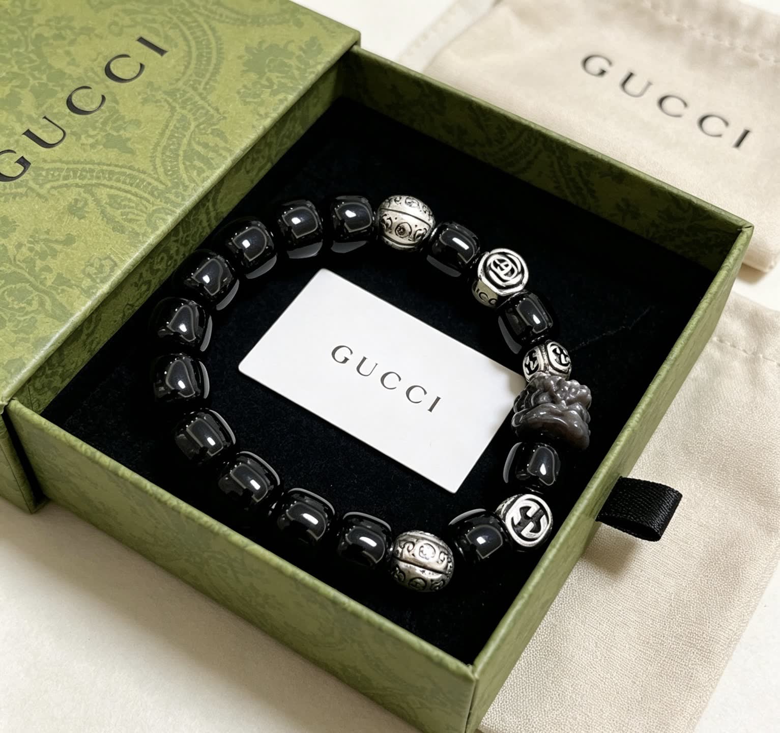 Gucci Black Beaded Bracelet