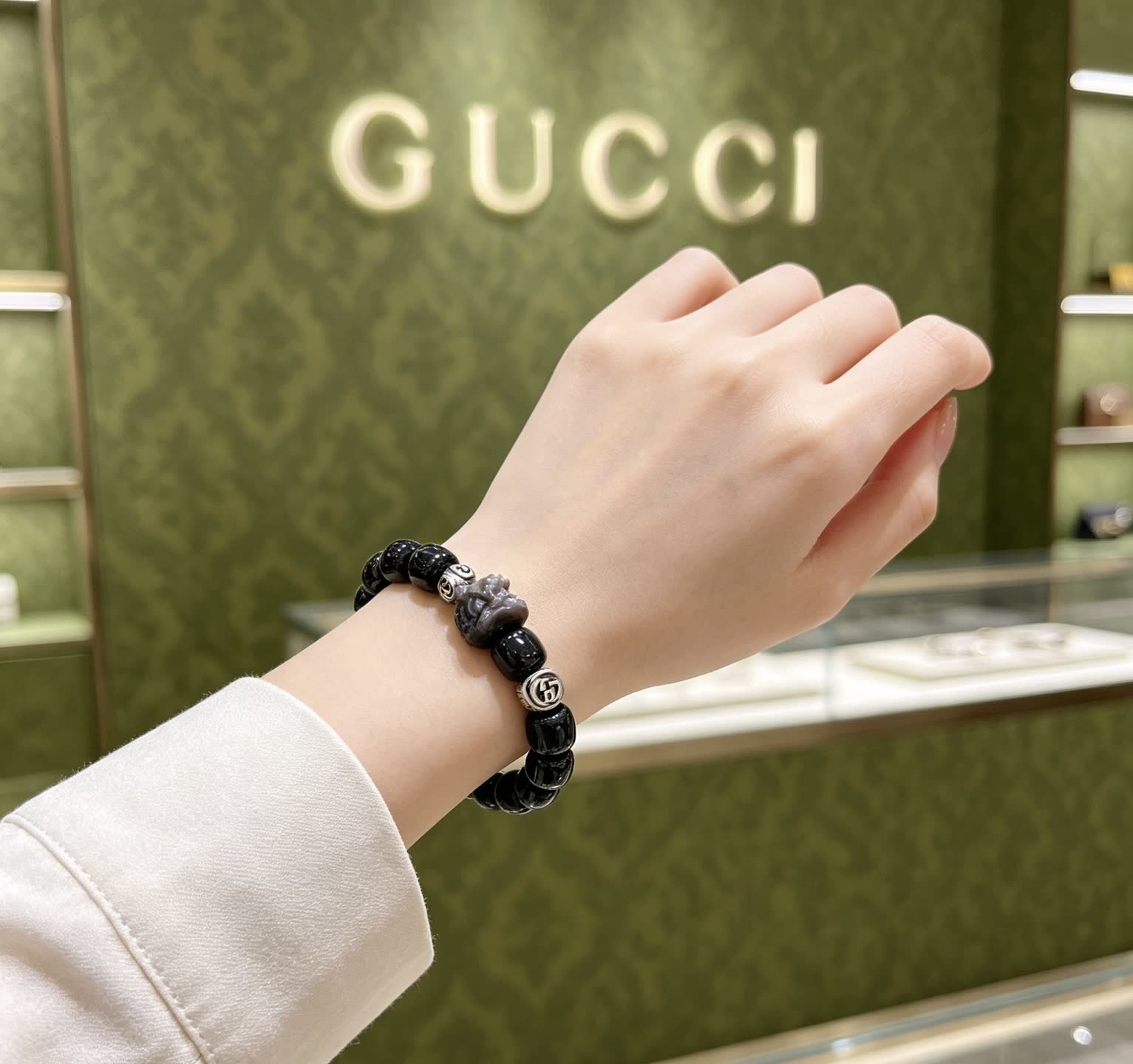 Gucci Black Beaded Bracelet