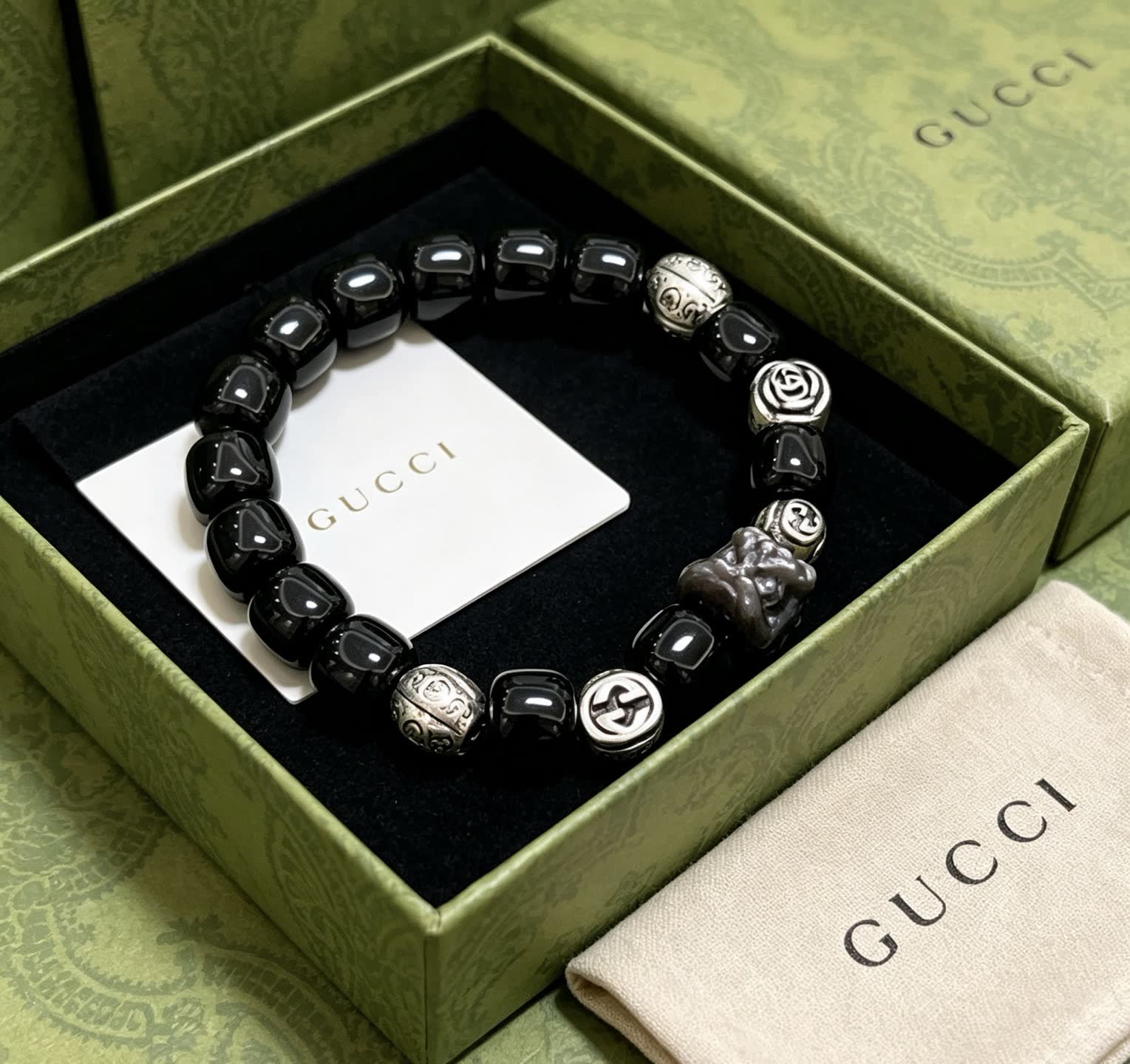 Gucci Black Beaded Bracelet