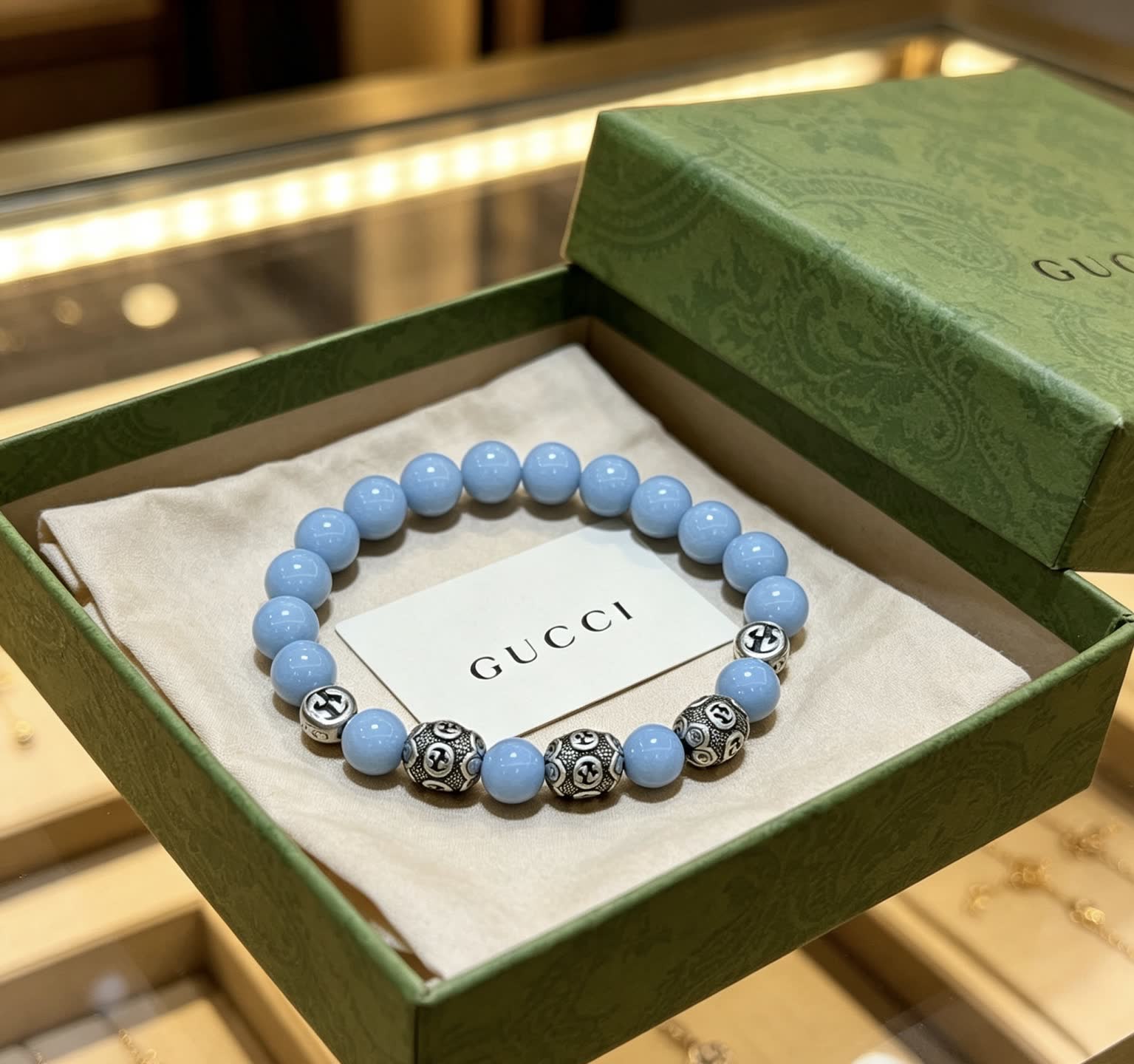 Gucci Blue Beaded Bracelet