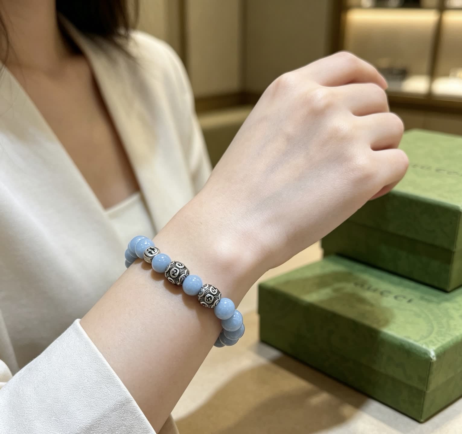 Gucci Blue Beaded Bracelet