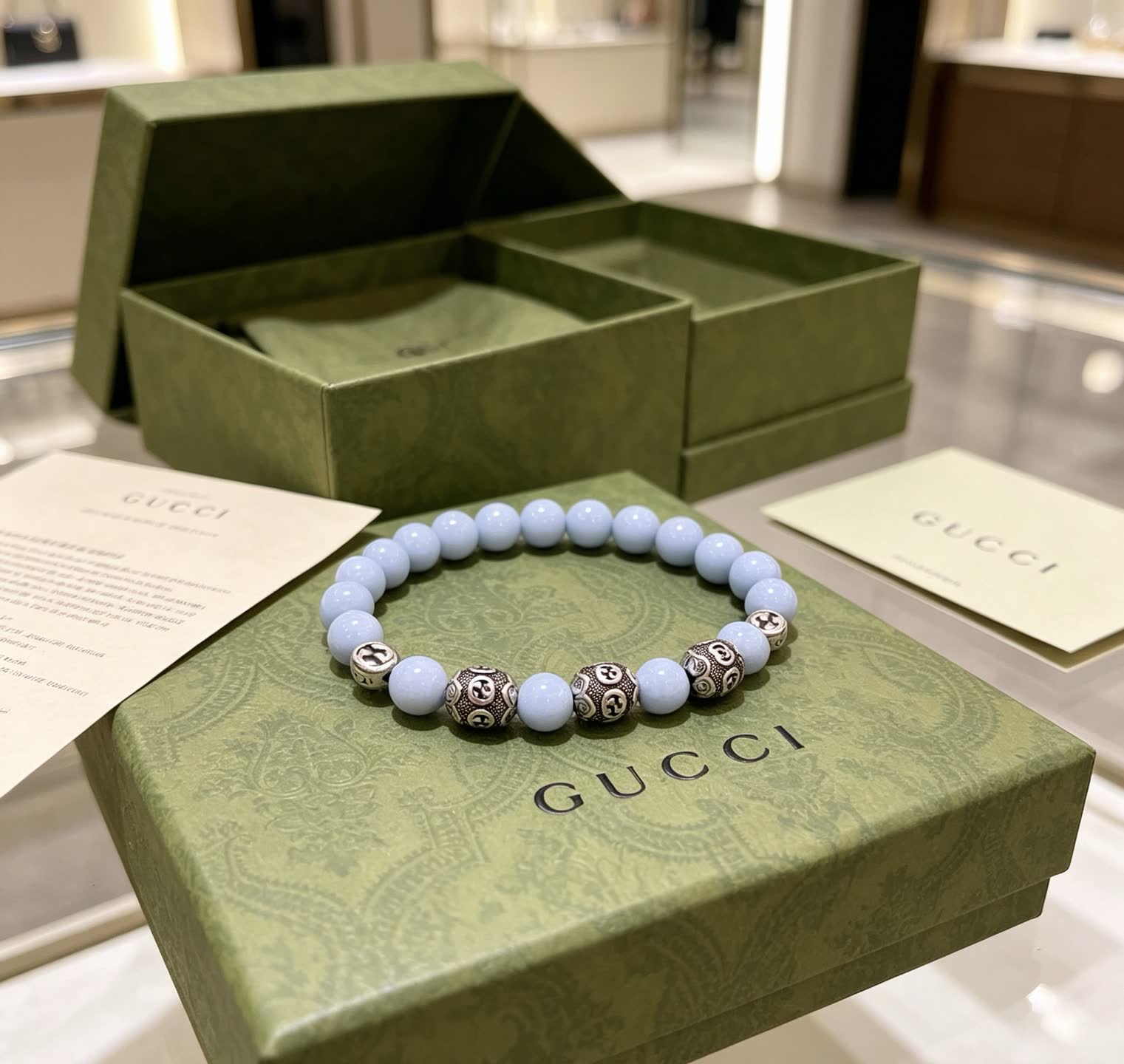 Gucci Blue Beaded Bracelet